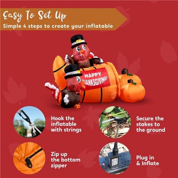 Thanksgiving Inflatable Decoration 6 FT Long Turkey Cornucopia